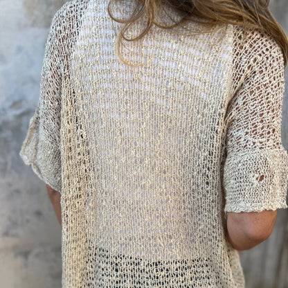 Ines™ | Enfärgad stickad topp för kvinnor med en knapp